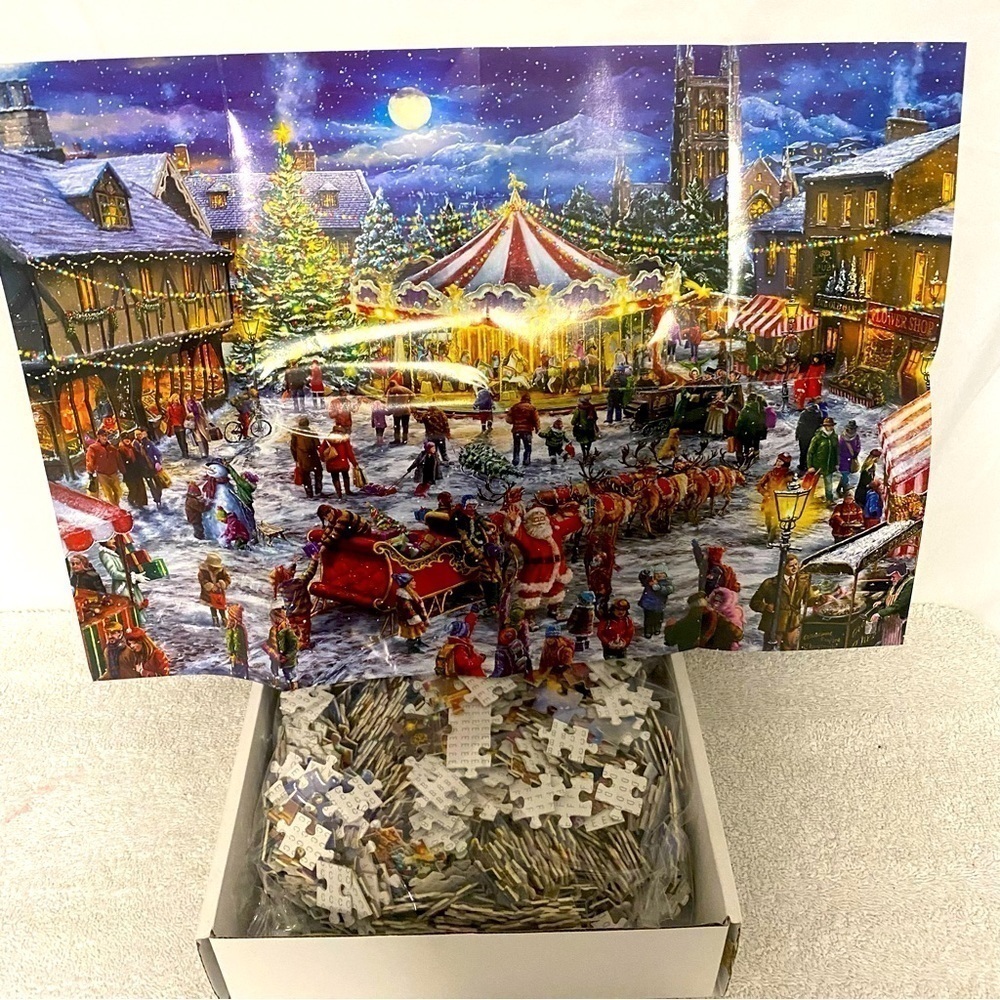 Wishdiam Christmas Carousel, Sleigh, Christmas Tree 1000 Piece Puzzle 70x50 NIB